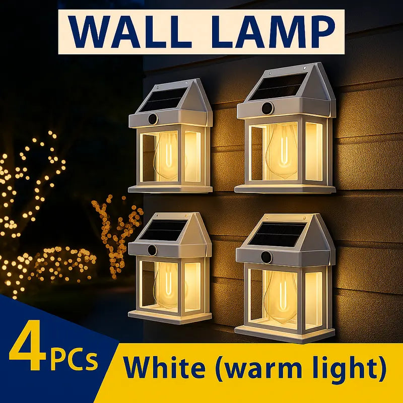 4 Pack Solar Outdoor Wall Lights with Motion Sensor - Waterproof IP65 Garden Security Lighting, 3 Modes Auto Dusk to Dawn, Wireless Decorative Lamp for Patio, Villa, Pathway