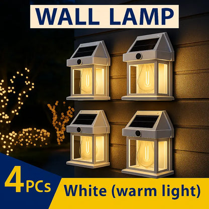 4 Pack Solar Outdoor Wall Lights with Motion Sensor - Waterproof IP65 Garden Security Lighting, 3 Modes Auto Dusk to Dawn, Wireless Decorative Lamp for Patio, Villa, Pathway