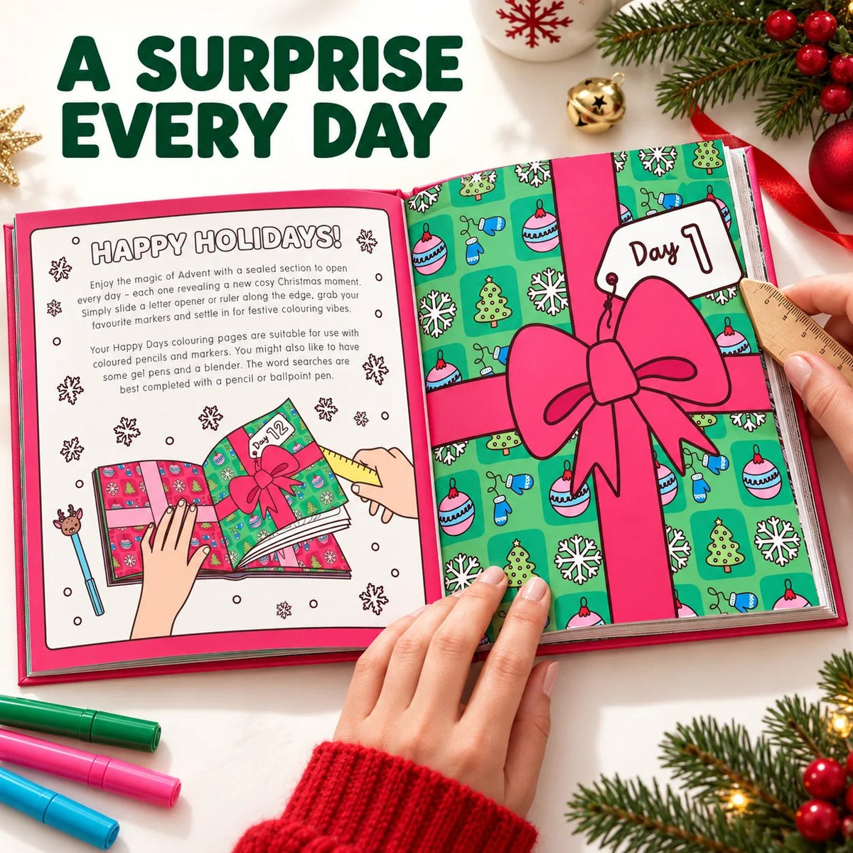 🎨 24-Day Christmas Colouring Advent Book – A New Festive Surprise Every Day 🎄