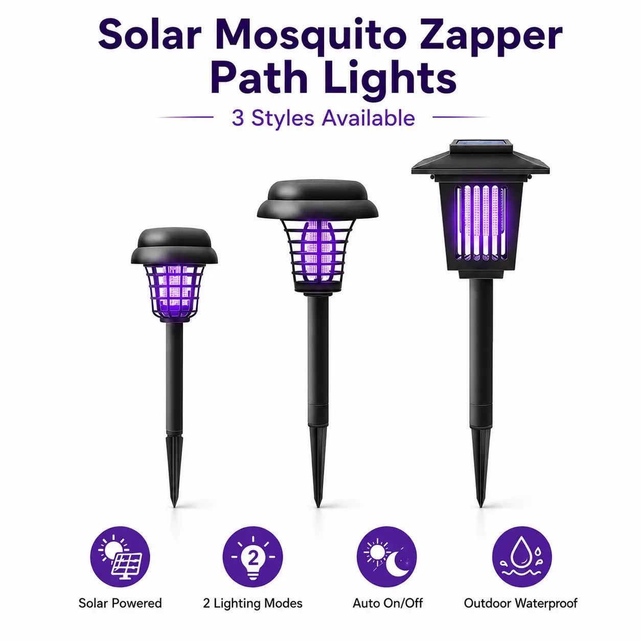 🔥Summer 50% OFF☀️ 2-in-1 Solar Bug Zapper – UV Mosquito Killer + Soft Pathway Light, Auto Dusk-to-Dawn, IP65
