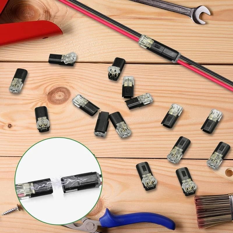 🔥 Clearance Sale 49% Off ⚡Dual-Line Quick Connector: 2-Pin Low-Voltage LED Strip Connector with Safety Lock