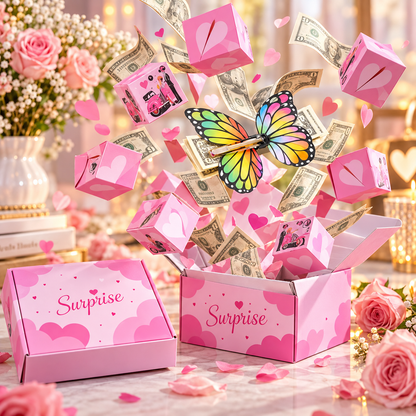 🎁 Surprise Explosion Gift Box – Butterfly Pop-Up Money Gift Box 💕✨