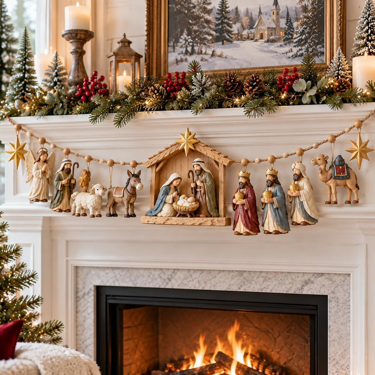 🔥HOT SALE✝️ 🎄 The Night Hope Was Born – Bethlehem Nativity Christmas Garland✨