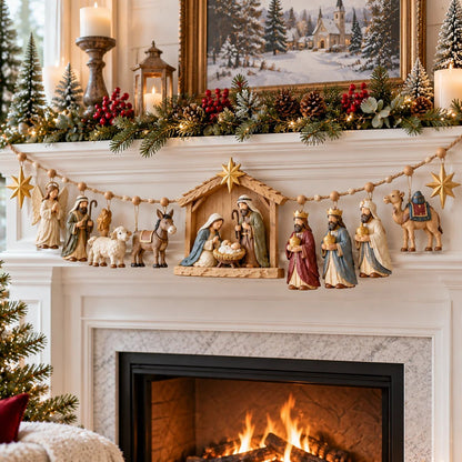 🔥HOT SALE✝️ 🎄 The Night Hope Was Born – Bethlehem Nativity Christmas Garland✨