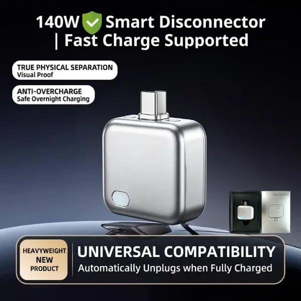 140W Auto-Eject Battery Guard – Smart USB-C Fast Charger