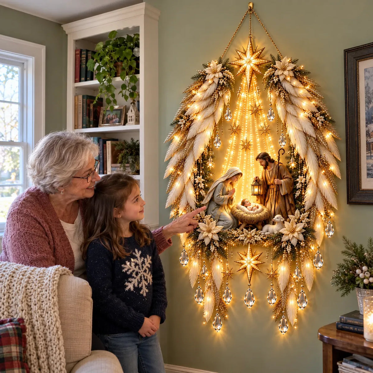 ✨ Lighted 3D Angel Wings Christmas Nativity Wall Decor ✨