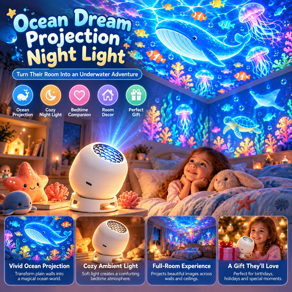 🌙 Magical Image Projection Night Light – Make Bedtime Something To Look Forward To