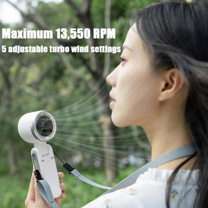 🔥Portable Handheld Turbo Fan, 5 Gear Wind, Battery Operated, Up to 12 Working Hours, 3 IN 1 Hand Fan for Outdoor Activities, Travel, Beach