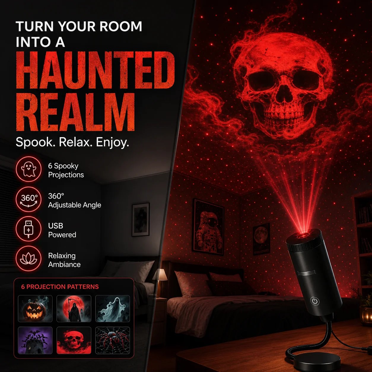 ✨USB Holiday Scene Projector – Christmas & Galaxy