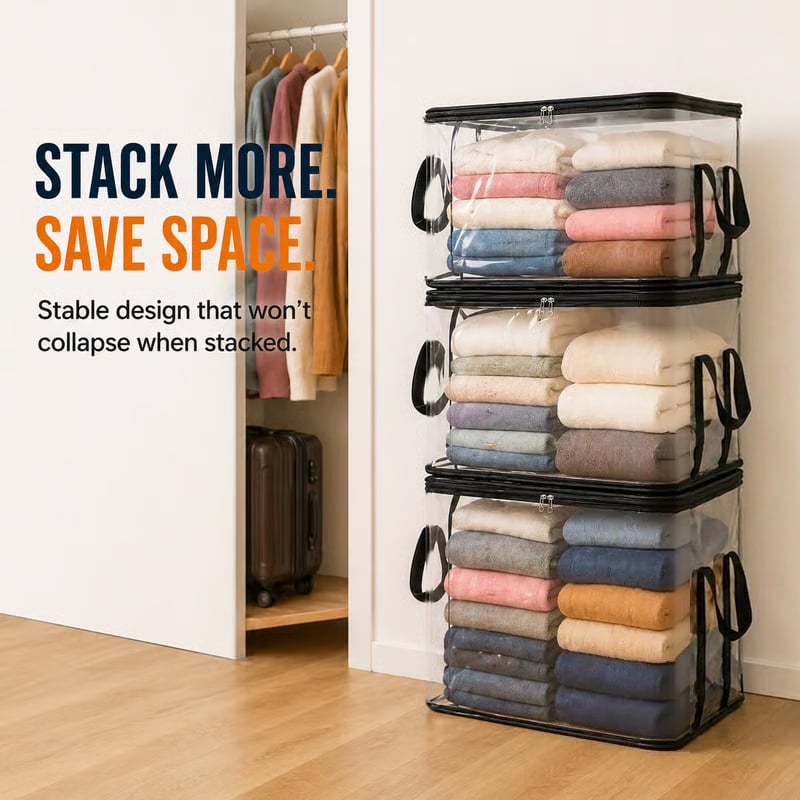 🧺Large Clear Storage Box✨ Keep Your Home Organized