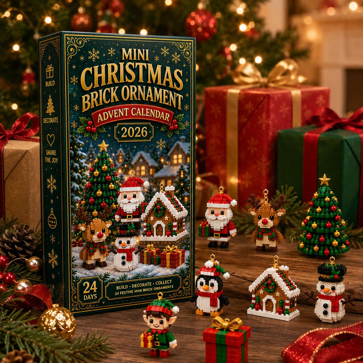 🎄 24-Day Christmas Buildable Advent Calendar | 24 Mini DIY Ornaments for Festive Holiday Décor 🎁