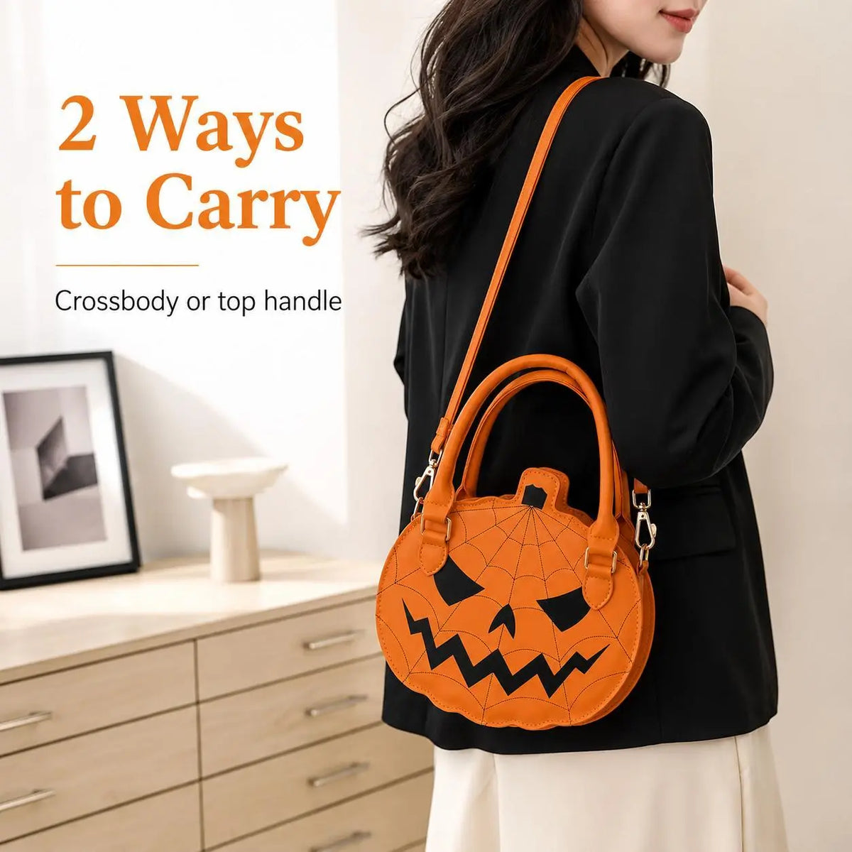 🎃 Spooky Jack-O'-Lantern Pumpkin Crossbody Bag