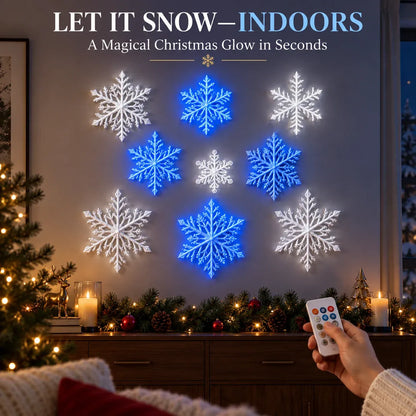 ⏳ Last Day 49% OFF – ❄️❄️ LED Snowflake Wall Lights | 3D Christmas Snowflake Décor with Blue & White Glow, Remote Control & Magical Indoor Holiday Atmosphere ✨