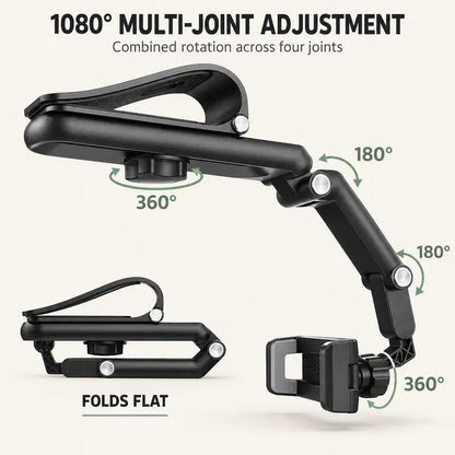 ✨Foldable Car Phone Holder for Sun Visor, Adjustable Arm with 360° Phone Rotation, Spring Clip Mount for 4–6.5 Inch Smartphones, Black,toolupgrade