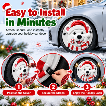 🎃Christmas 3D Wheel Covers – Festive Polar Bear & Nutcracker Car Decor