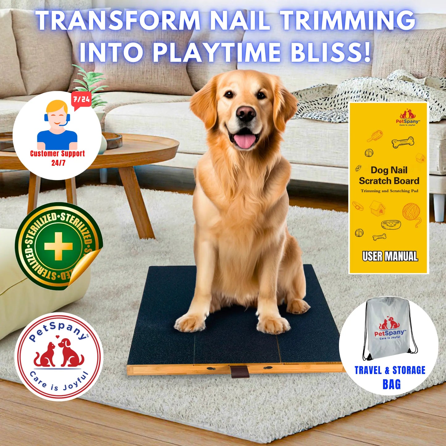 🪵 Premium Wooden Dog Nail File Toy – Scratch Board with Treat Drawer