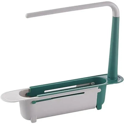 🧽 Adjustable Telescopic Sink Caddy – Drainable Organizer with Towel Bar