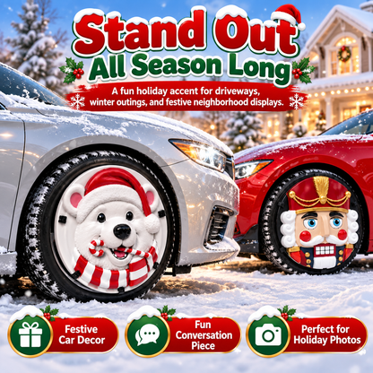 🎃Christmas 3D Wheel Covers – Festive Polar Bear & Nutcracker Car Decor