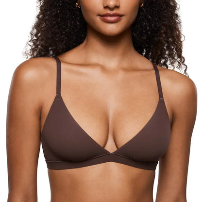 Women's Inbarely Triangle Bralette Plunge Unlined Seamless Bra No Underwire Sexy Comfortable Everyday