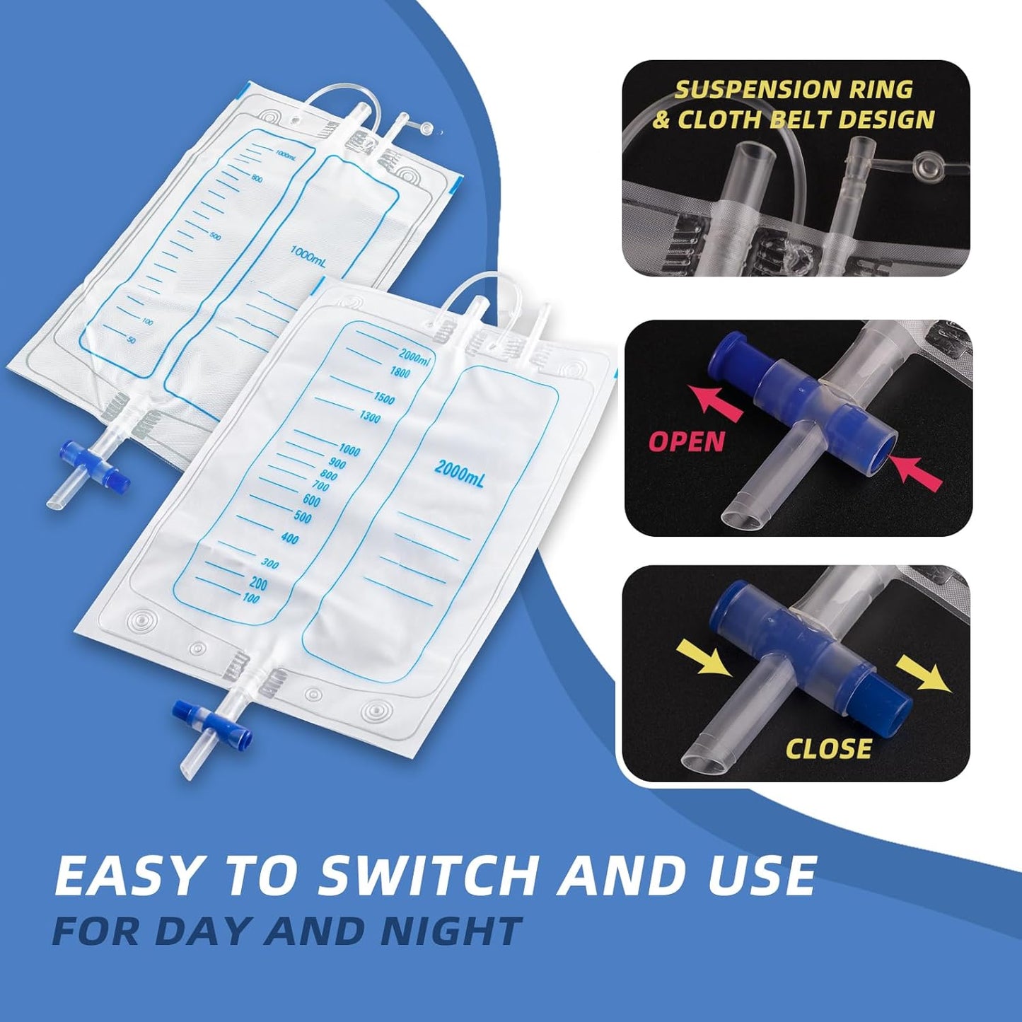 Grade portable reusable urine drainage bag