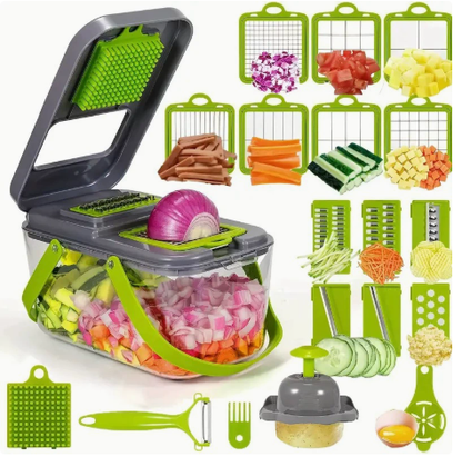 Versatile Kitchen Vegetable Chopper & Dicer: Heavy Duty Food Slicer with Hand Guard for Safe, Easy Onion, Potato & Fruit Cutting