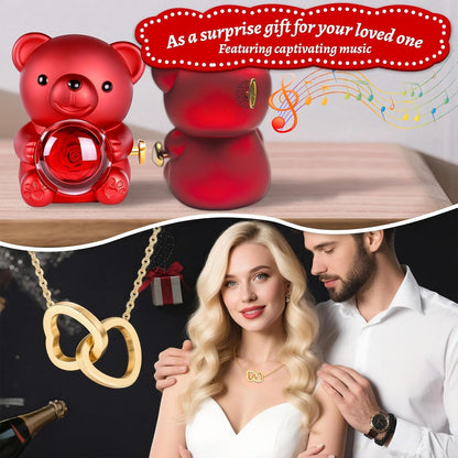 Mother's Day Hot Selling✨Cute Teddy Bear with Preserved Rose--Necklace📿+Eternal Rose🌹+Teddy Bear🧸
