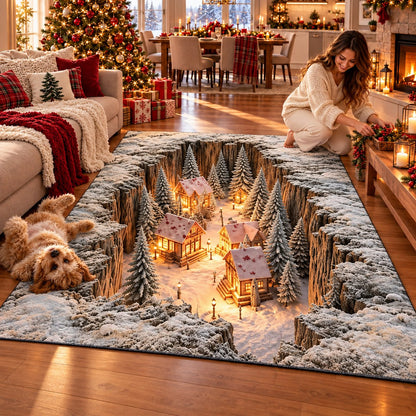 ✨Optical Illusion Christmas Scene Rug | Bring A Hidden Winter Village