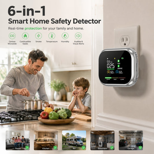 🛡️ 6-in-1 Smart Home Safety Detector - White / Buy1