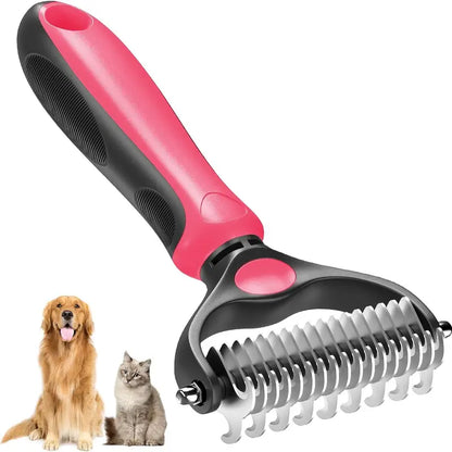🔥Professional Double-Sided Pet Grooming Rake ✨ Undercoat Deshedding Tool for Dogs & Cats 🐶🐱