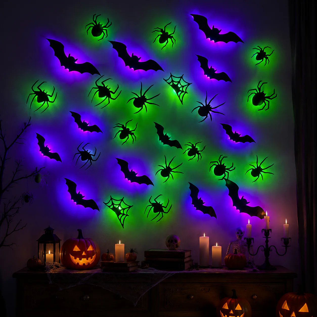 🦇3D LED Bat Light Halloween Wall Decor – Glowing Spooky Party Ornaments