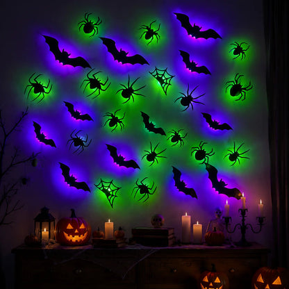 🦇3D LED Bat Light Halloween Wall Decor – Glowing Spooky Party Ornaments