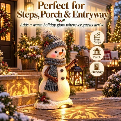 ⛄ Last Day 49% Snowman Nativity Glow™ – Solar Christmas Step Light with Holy Family Projection！！！