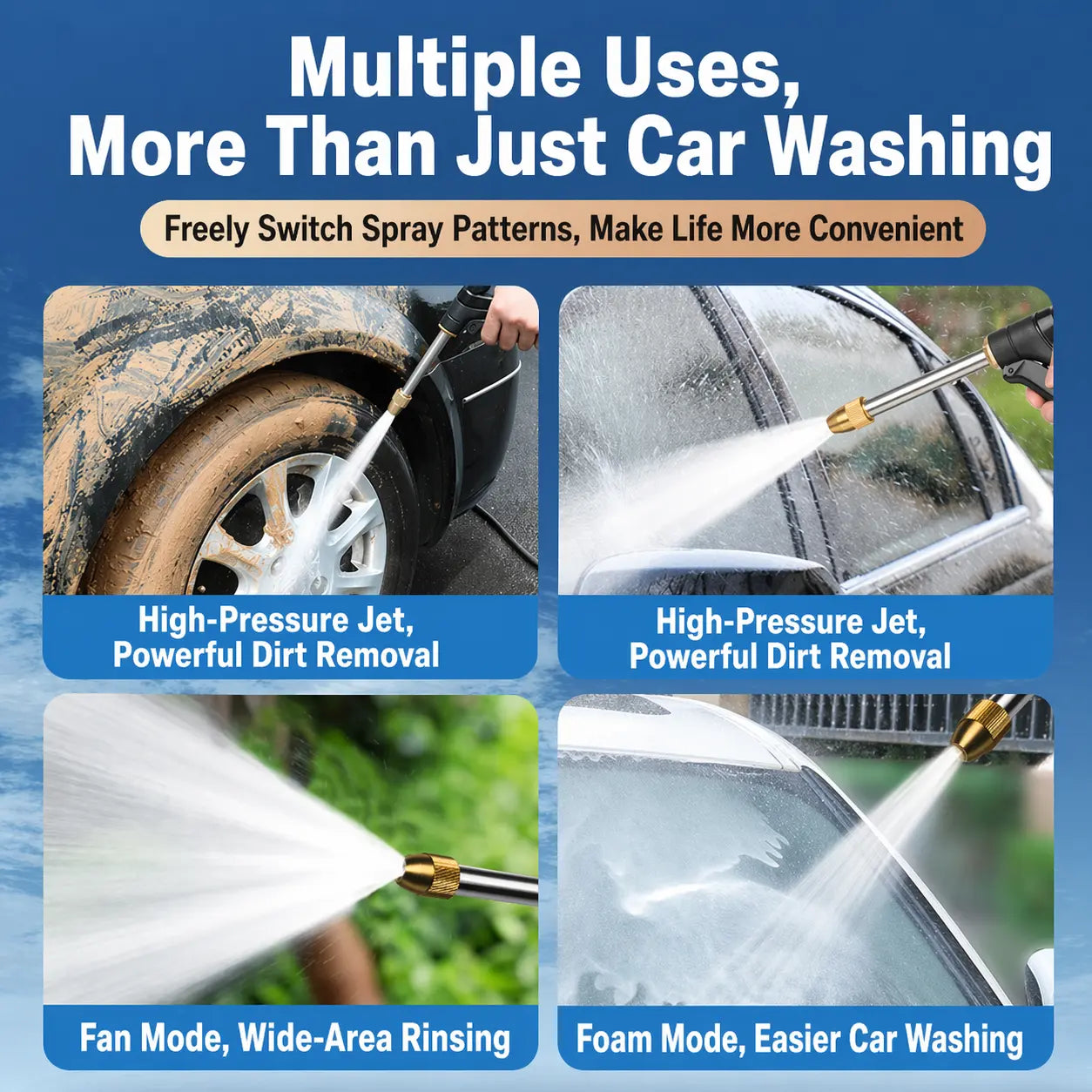 💦Car Wash Water Garden Hose Sprayer,Metal Heavy Duty High Pressure Water Hose Anti-Leakage Hose Nozzle