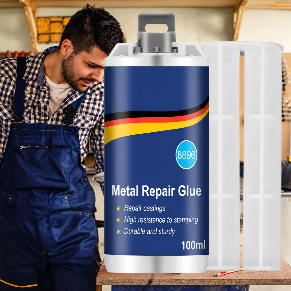 🔧 Heavy-Duty AB Metal Repair Glue – Fill Cracks, Holes & Damaged Metal