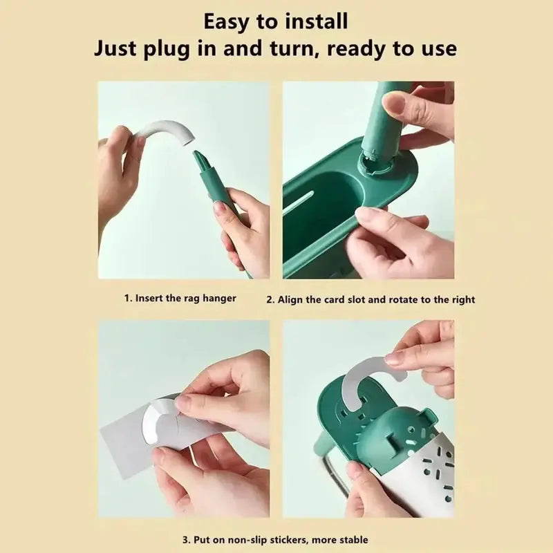 🧽 Adjustable Telescopic Sink Caddy – Drainable Organizer with Towel Bar