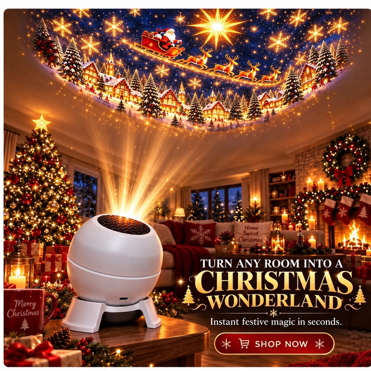 🦌Turn Any Room Into a Christmas Wonderland – Holiday Projection Night Light