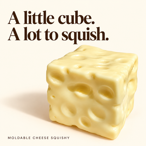 ✋ No-Rebound Cheese Squishy Cube | Squeeze, Shape & Fidget