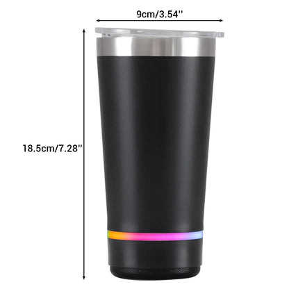 Stainless Steel 16.oz Nsulated MUG With Built-in Bluetooth Speaker Rechargeable Wireless Multi-color LED Lights Prefect Gift