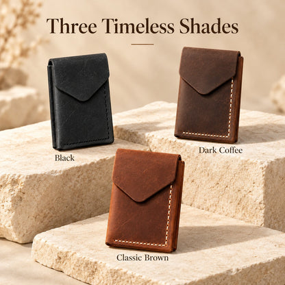 💰Handmade genuine leather wallet – Slim Magnetic Card & Cash Holder for Men