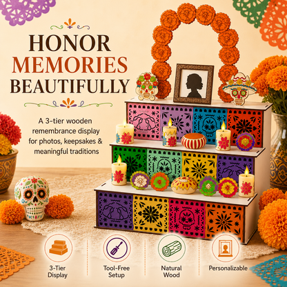 🎃Day of the Dead Wooden Altar Display Set | 💕Death is not the end of life, forgetting is