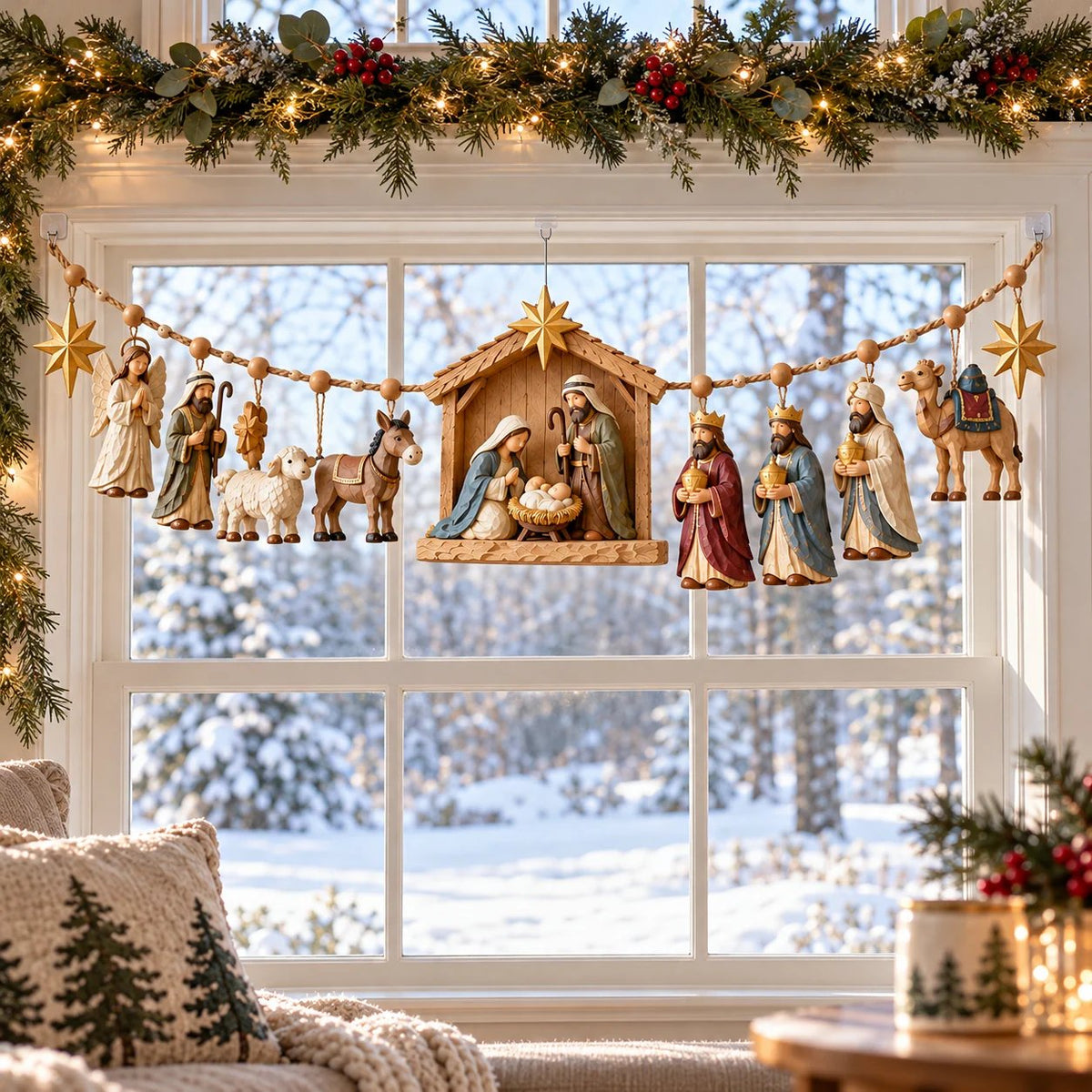 🔥HOT SALE✝️ 🎄 The Night Hope Was Born – Bethlehem Nativity Christmas Garland✨