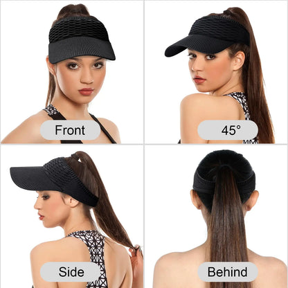 Women's High Ponytail Sun Visor Hat for Sun Protection