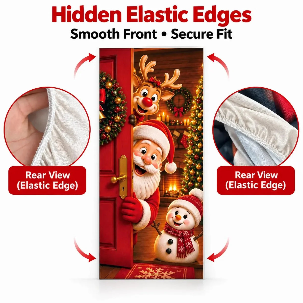 🎄 Christmas Stretch Door Cover – Elastic Santa Holiday Door Wrap