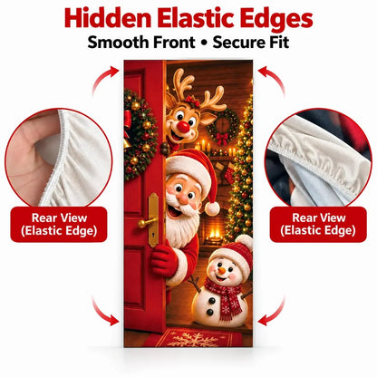 🎄 Christmas Stretch Door Cover – Elastic Santa Holiday Door Wrap