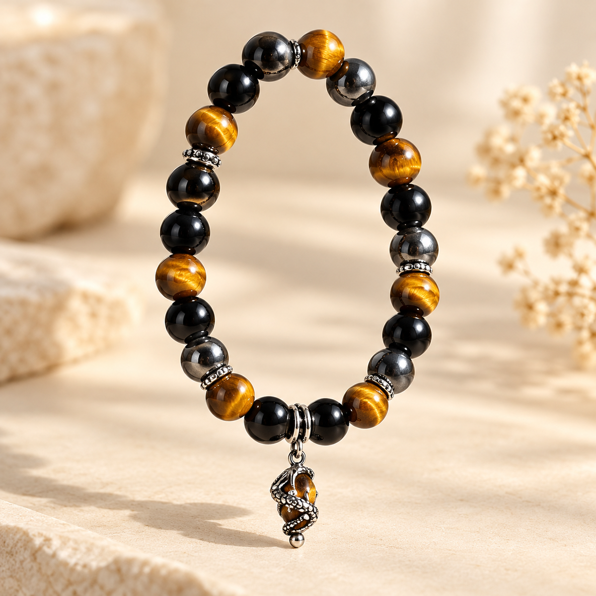 ✨ 11:11 Intention Beaded Bracelet – Meaningful Black & Golden Charm Jewelry 🤎