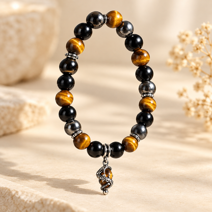 ✨ 11:11 Intention Beaded Bracelet – Meaningful Black & Golden Charm Jewelry 🤎