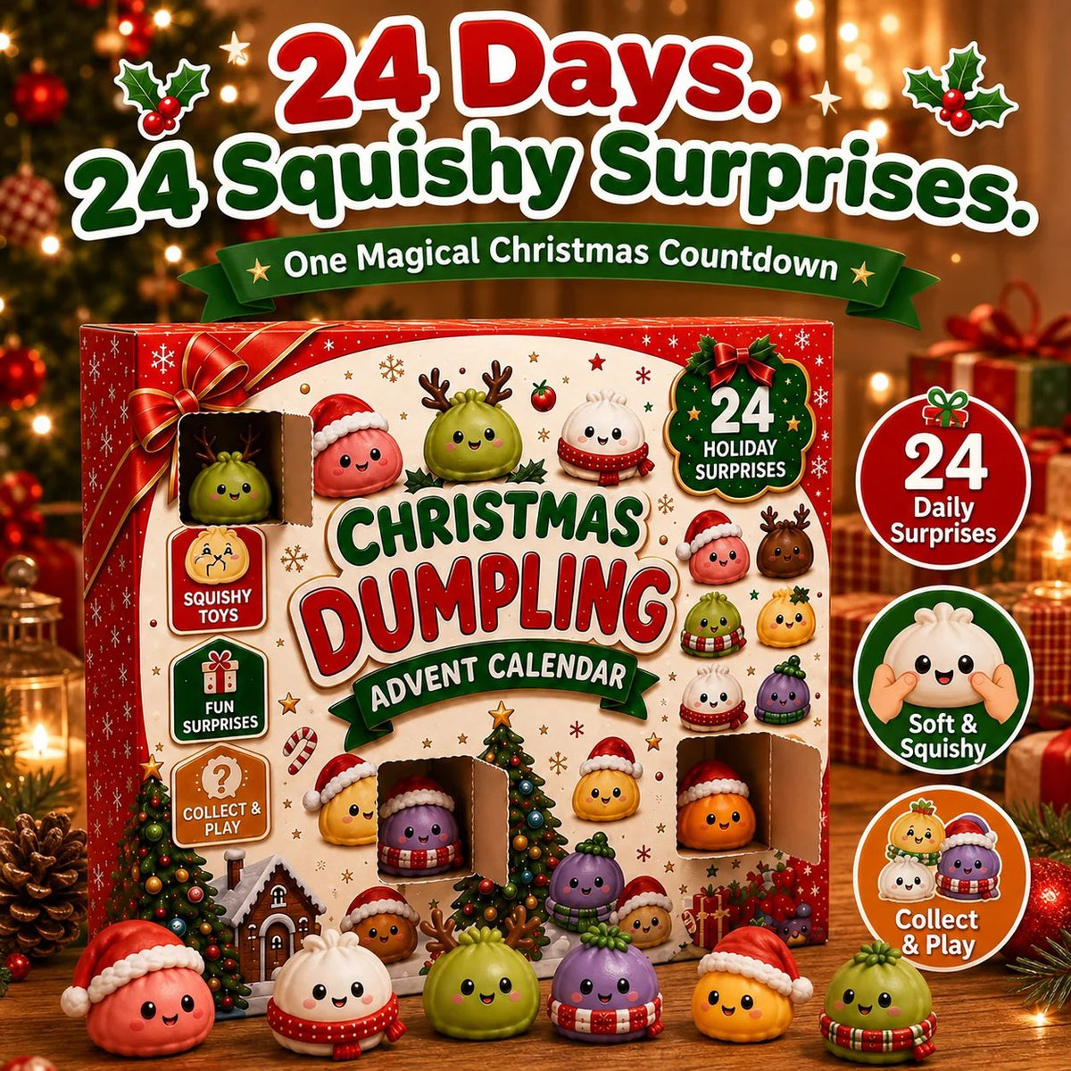 🎄 CHRISTMAS SPECIAL | 24 Days of Mini Squishies – Cute 2026 Advent Calendar with Daily Dumpling Surprises