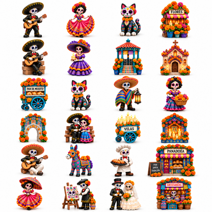 ☠️Pueblo del Día de Muertos 24-Day Day of the Dead Collectible Countdown Calendar with 24 Unique Miniatures