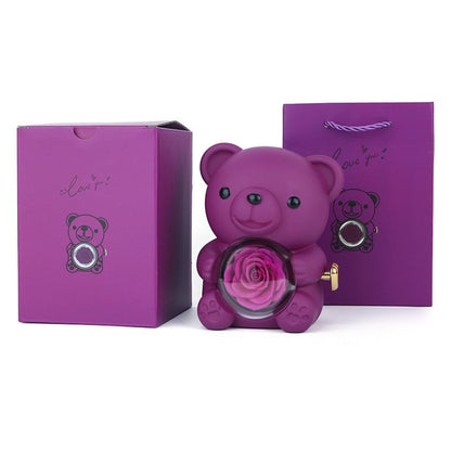 Mother's Day Hot Selling✨Cute Teddy Bear with Preserved Rose--Necklace📿+Eternal Rose🌹+Teddy Bear🧸