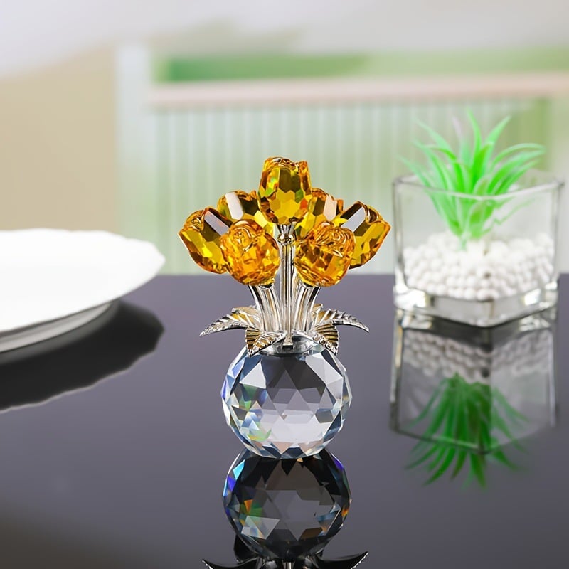 💐Crystal Colorful Rose Flower Vase